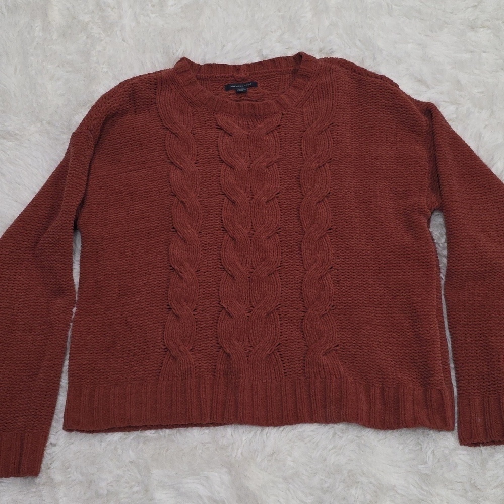 American Eagle Outfitters Rust Cable Knit Sweater. Size M